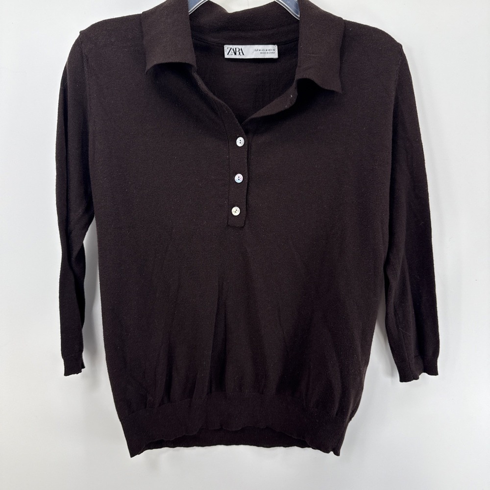 Zara Dark Brown Polo Knit Tunic